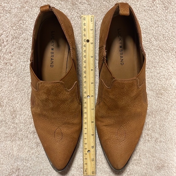 LUCKY BRAND JOELLE WESTERN BOOTIE Size 10, block heal, heal pull tab, brown - Picture 11 of 14